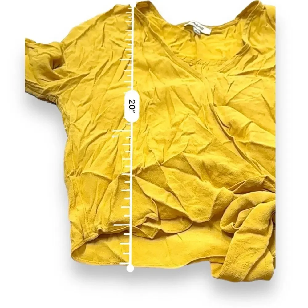 Madewell‎ Raelynn Long Sleeve Gold Yellow Wrap Tie Top Size S